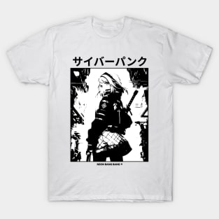 Cyberpunk Girl Manga Aesthetic Goth Grunge Japanese Waifu Anime Streetwear | White T-Shirt